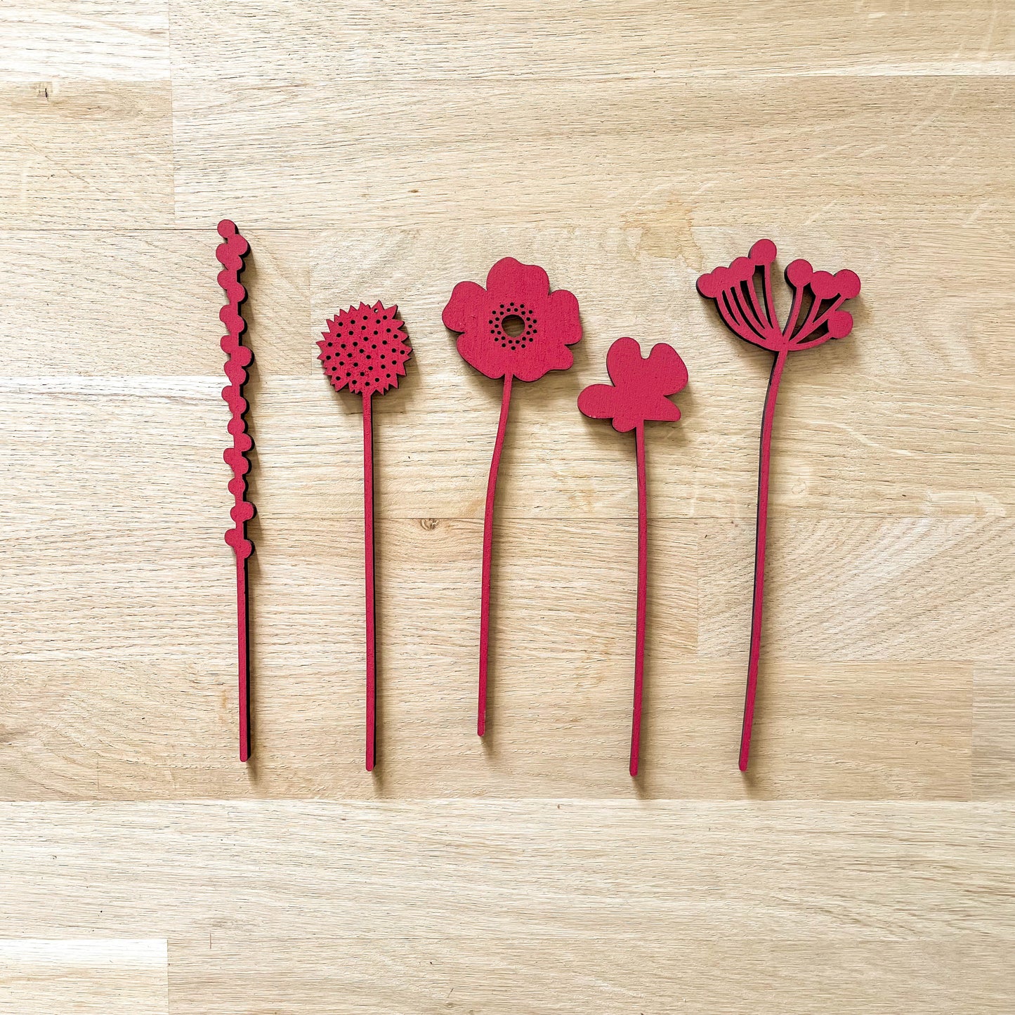 Mini Wooden Wildflower Stems - Red - SECONDS