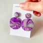 Purple Marble Large Circle Earrings