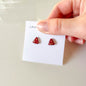 Triangle Red and Gold Leaf Stud Earrings