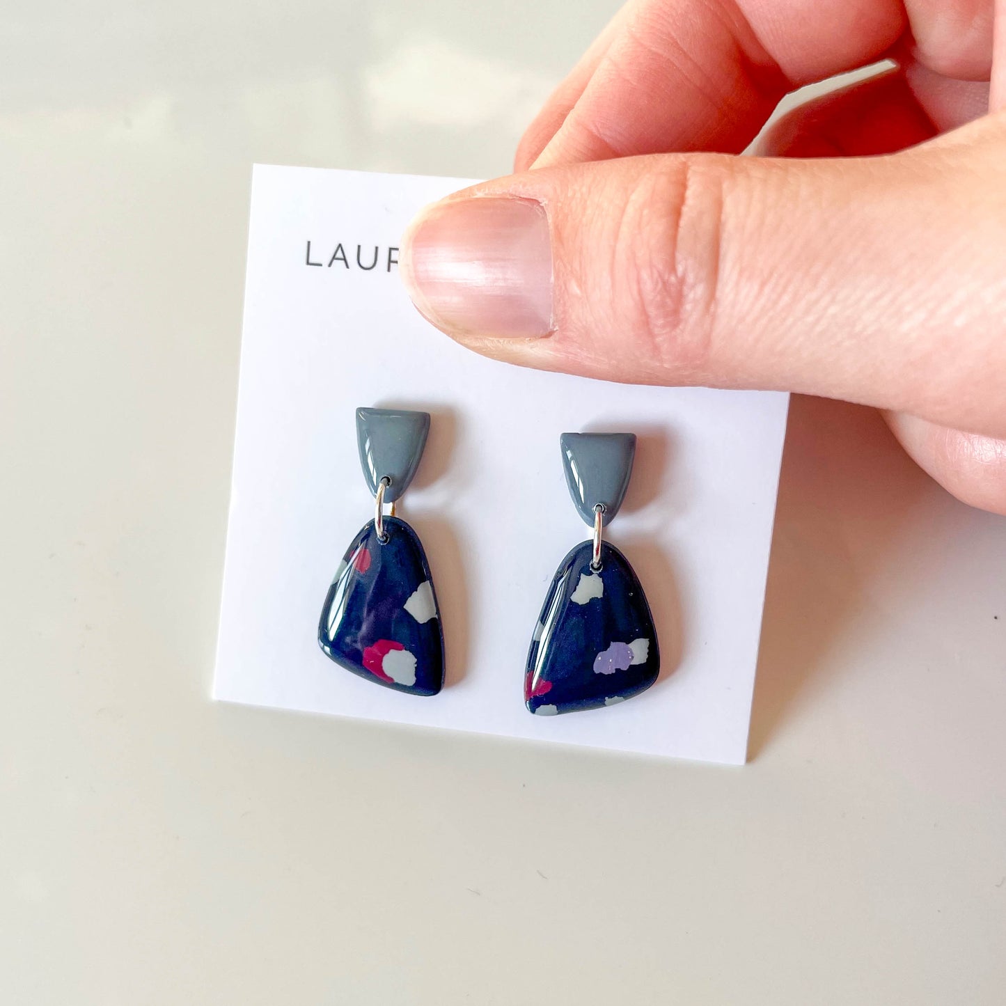 Navy Terrazzo Earrings