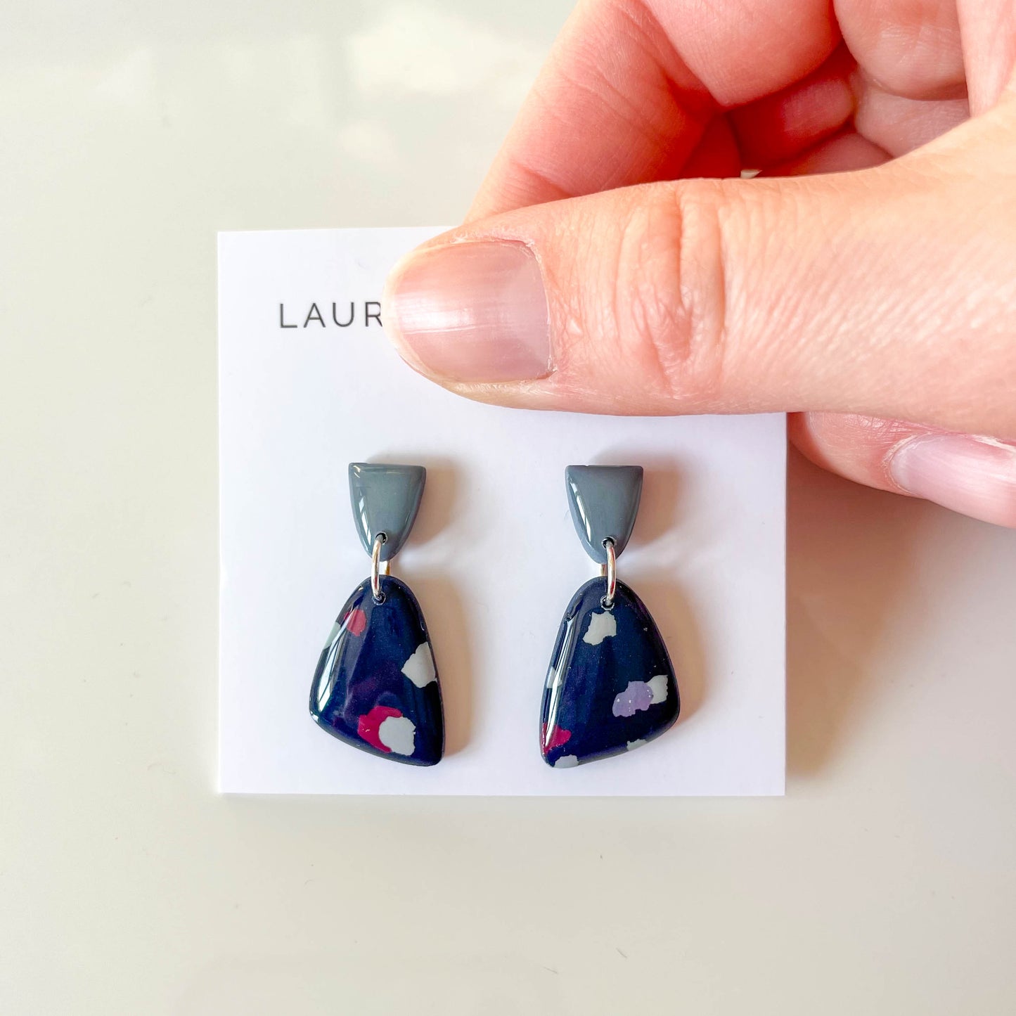 Navy Terrazzo Earrings