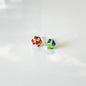 Multi Coloured Hexagon Stud Earrings