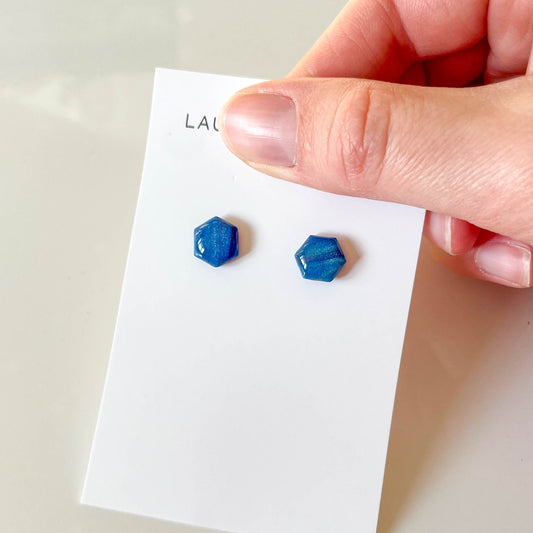 Large Hexagon Stud Earrings