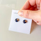 Navy and Copper Leaf Stud Earrings