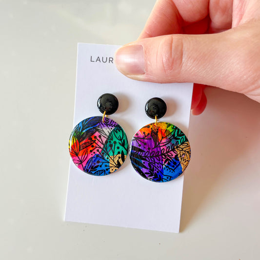 Multi Coloured Large Circle Earrings
