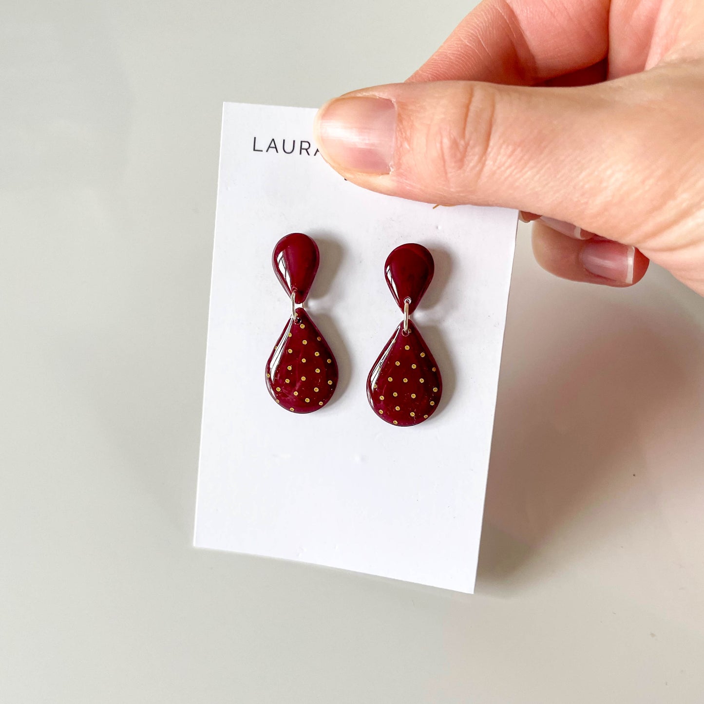 Red Polka Dot Teardrop Earrings