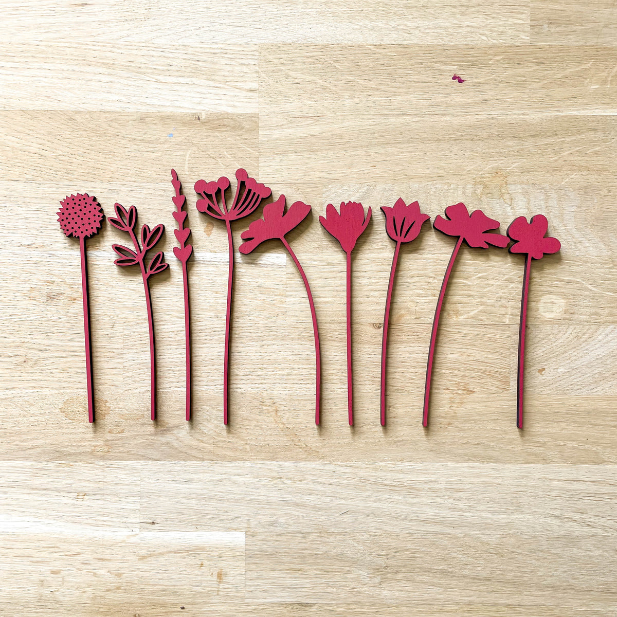 Mini Wooden Wildflowers - Red - END OF LINE