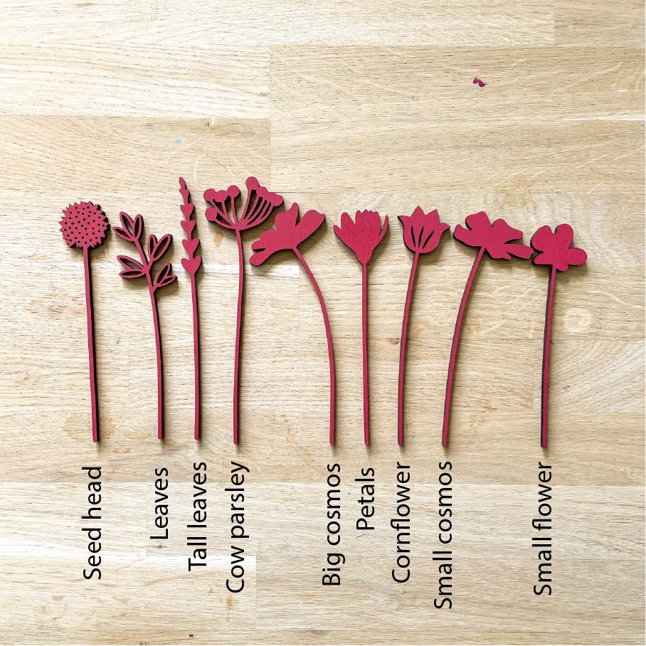 Mini Wooden Wildflowers - Red - END OF LINE