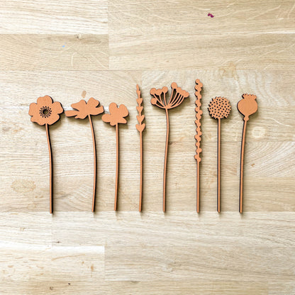 Mini Wooden Wildflowers - Orange - END OF LINE