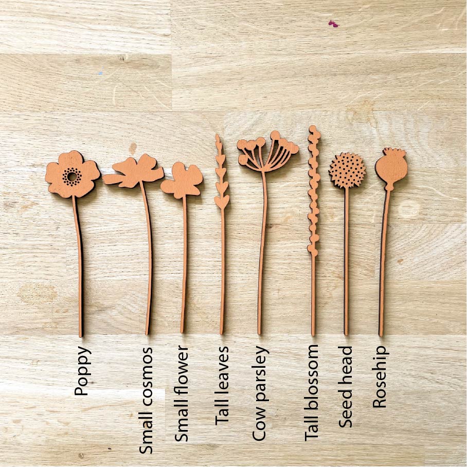 Mini Wooden Wildflowers - Orange - END OF LINE
