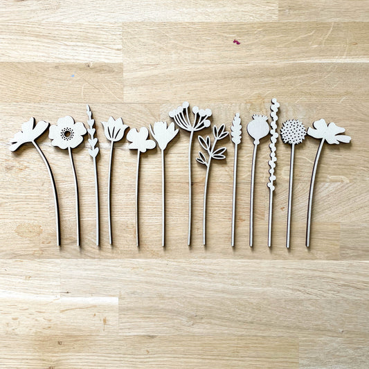 Mini Wooden Wildflowers - Stone - END OF LINE/SECONDS