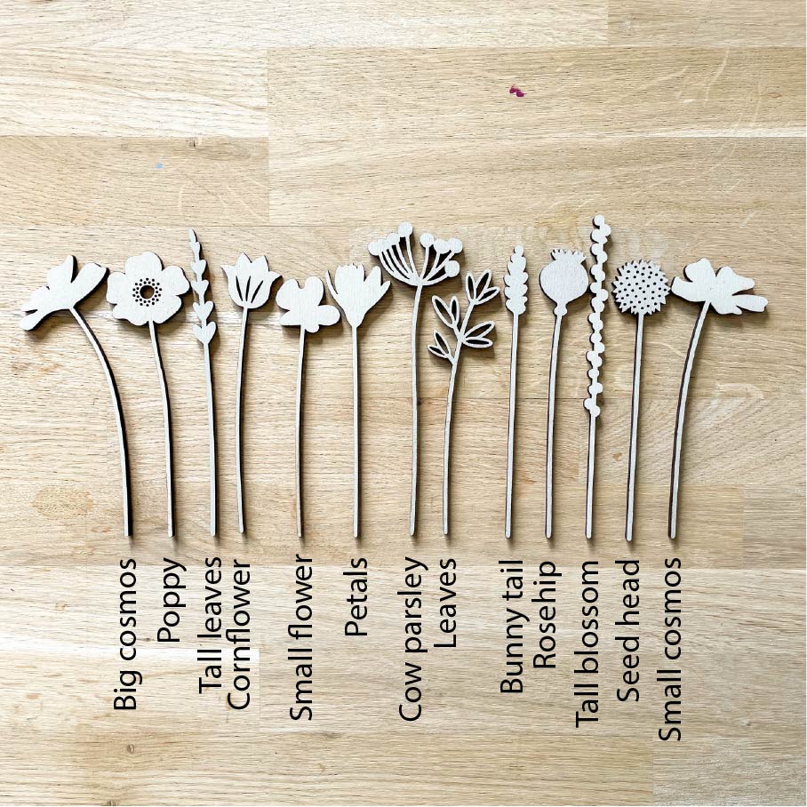 Mini Wooden Wildflowers - Stone - END OF LINE/SECONDS