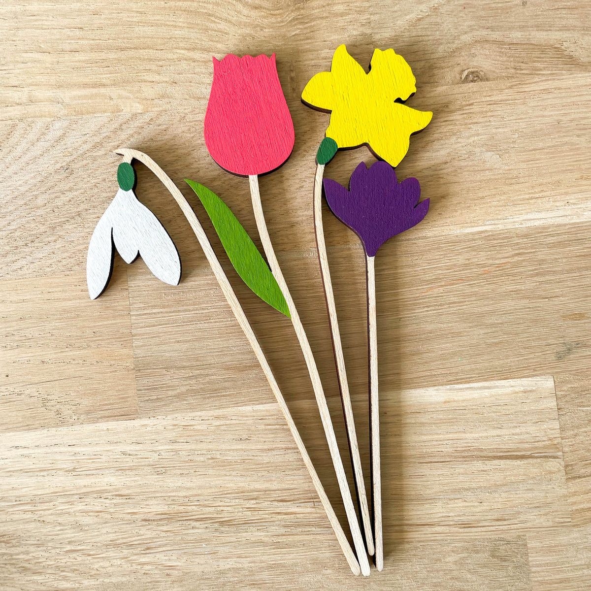 Mini Wooden Flowers - Spring Flower Bunch