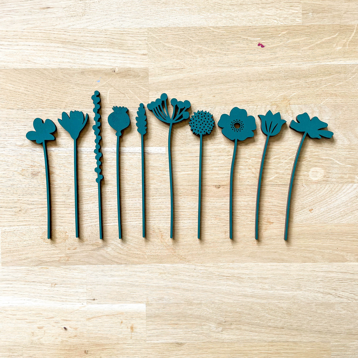 Mini Wooden Wildflowers - Green - END OF LINE