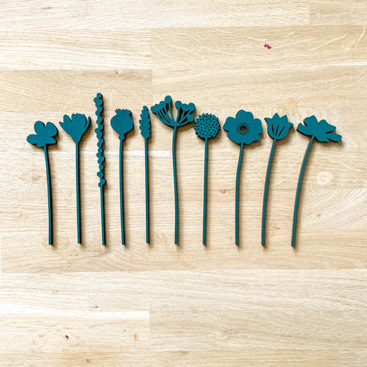 Mini Wooden Wildflowers - Green - END OF LINE