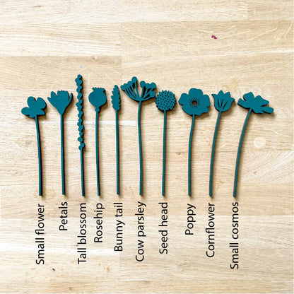 Mini Wooden Wildflowers - Green - END OF LINE
