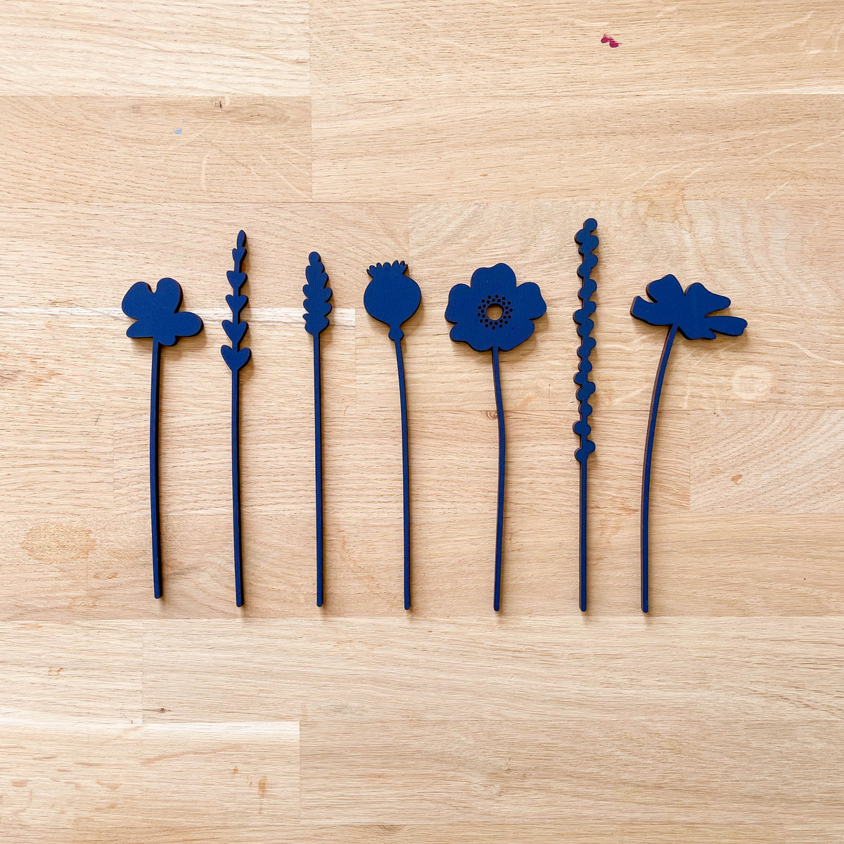 Mini Wooden Wildflowers - Navy Blue - END OF LINE