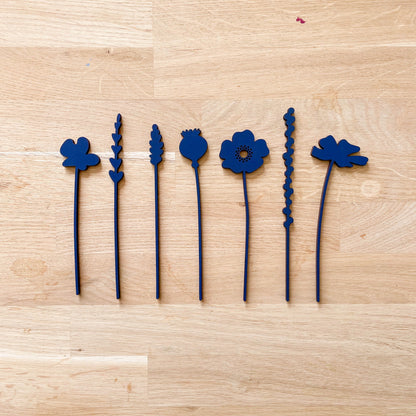 Mini Wooden Wildflowers - Navy Blue - END OF LINE