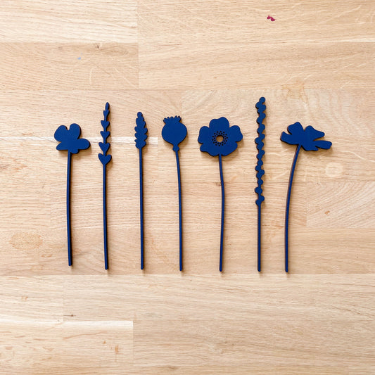 Mini Wooden Wildflowers - Navy Blue - END OF LINE
