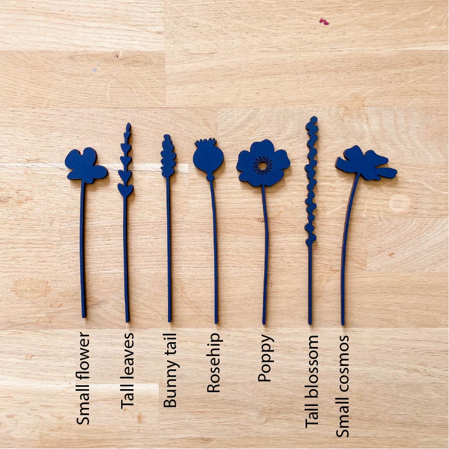 Mini Wooden Wildflowers - Navy Blue - END OF LINE