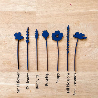 Mini Wooden Wildflowers - Navy Blue - END OF LINE