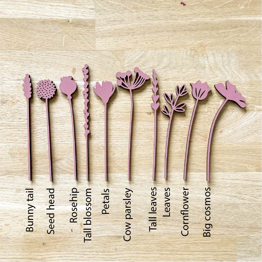 Mini Wooden Wildflowers - Pink - END OF LINE