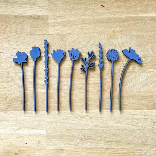 Mini Wooden Wildflowers - Blue - END OF LINE