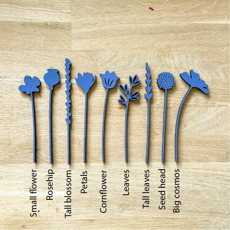 Mini Wooden Wildflowers - Blue - END OF LINE