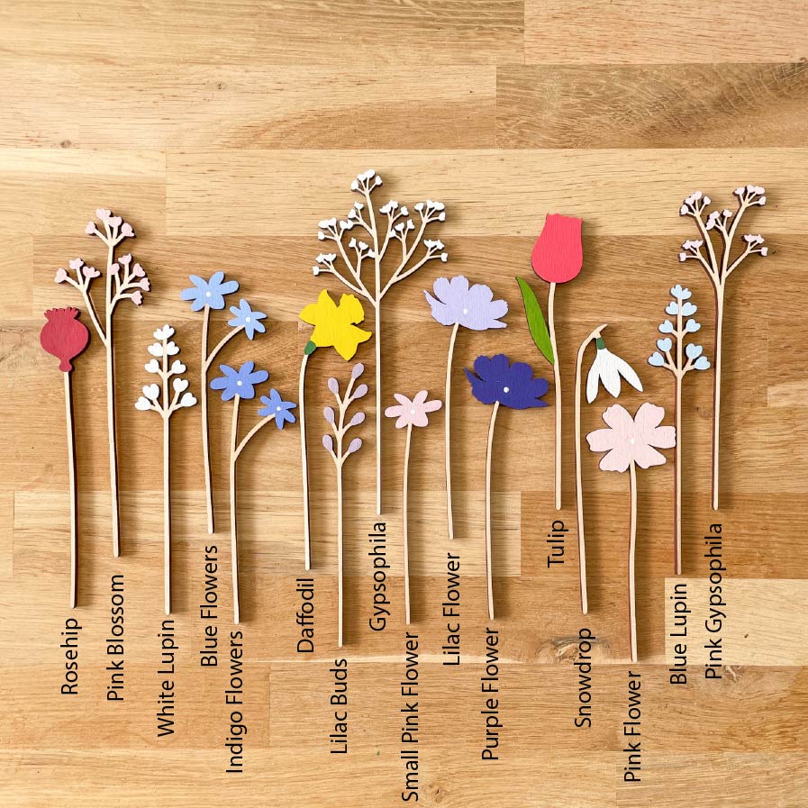 Mini Painted Wooden Flowers - END OF LINE
