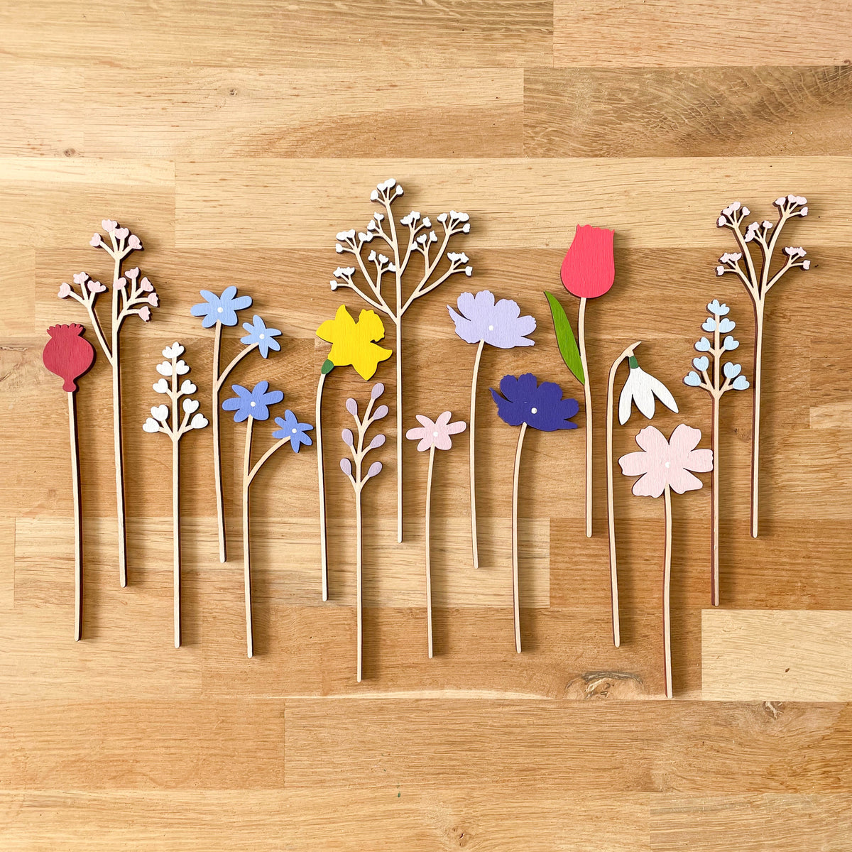 Mini Painted Wooden Flowers - END OF LINE