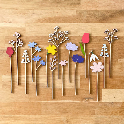 Mini Painted Wooden Flowers - END OF LINE