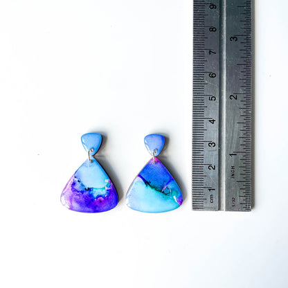 Rounded Triangle Drop Earrings - Aqua Mix - Rainbow Collection