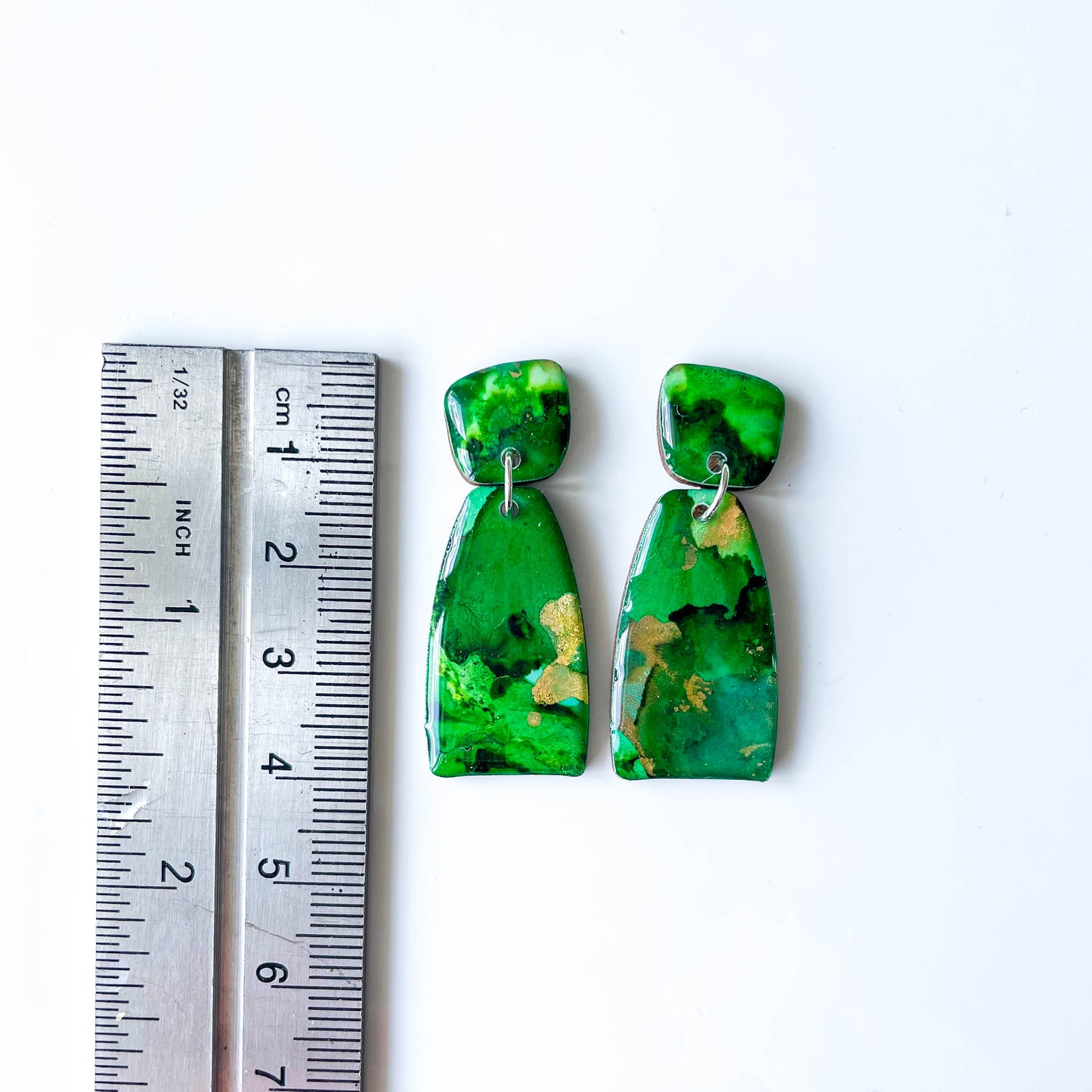 Tapered Arch Drop Earrings - Green Mix - Rainbow Collection