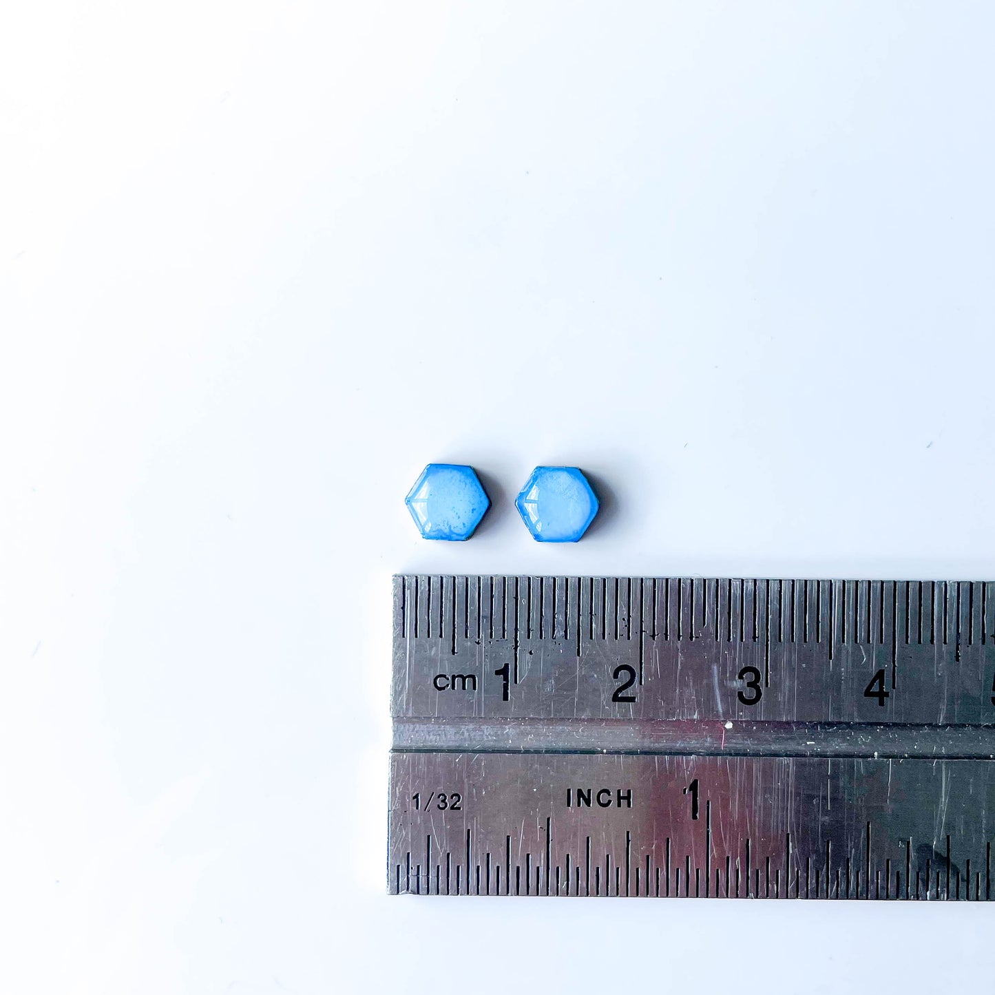 Hexagon Stud Earrings - Blue Mix - Rainbow Collection