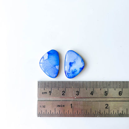 Large Pebble Stud Earrings - Blue Mix - Rainbow Collection