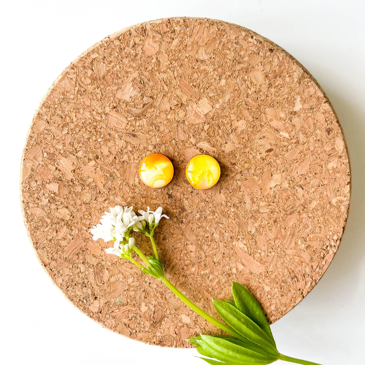 Circle Stud Earrings - Yellow Mix - Rainbow Collection