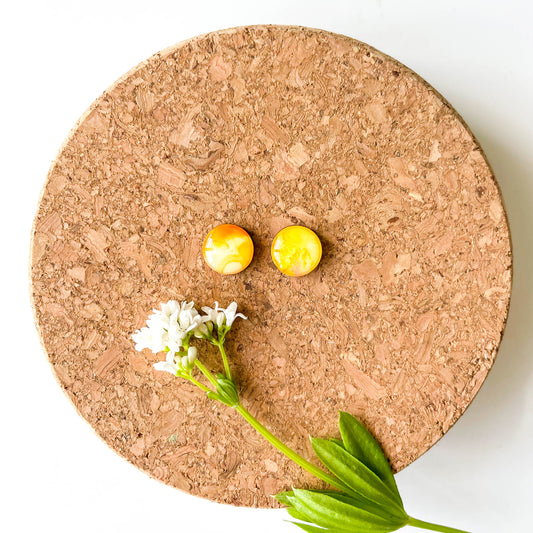 Circle Stud Earrings - Yellow Mix - Rainbow Collection