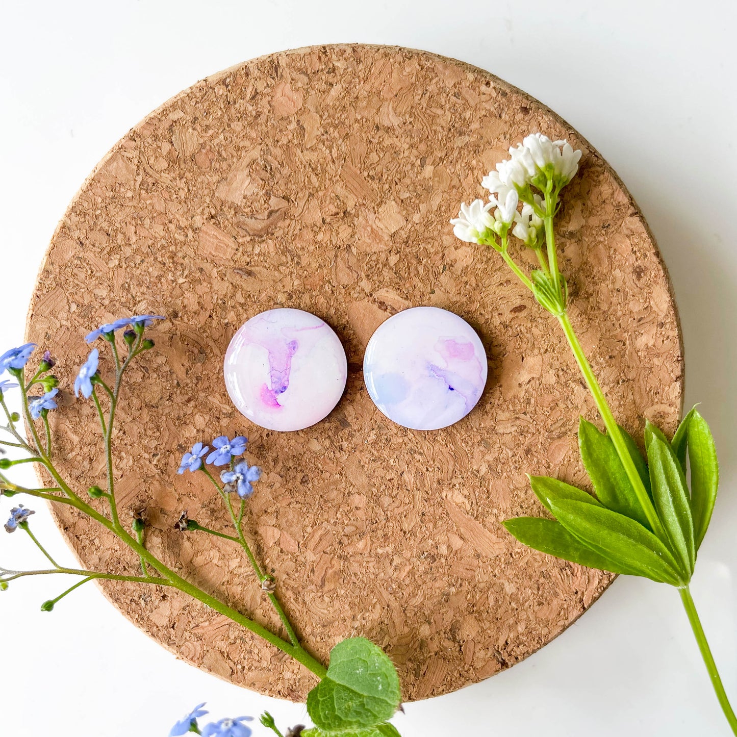 Large Circle Stud Earrings - Purple Mix - Rainbow Collection