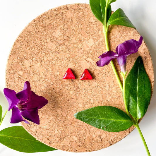 Triangle Stud Earrings - Red Mix - Rainbow Collection