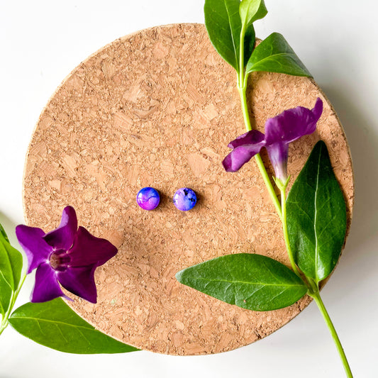 Circle Stud Earrings - Purple Mix - Rainbow Collection