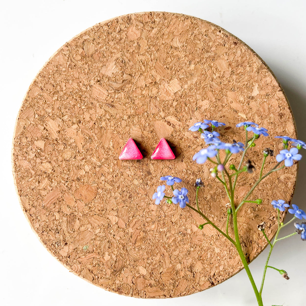 Triangle Stud Earrings - Pink Mix - Alcohol Ink - END OF LINE