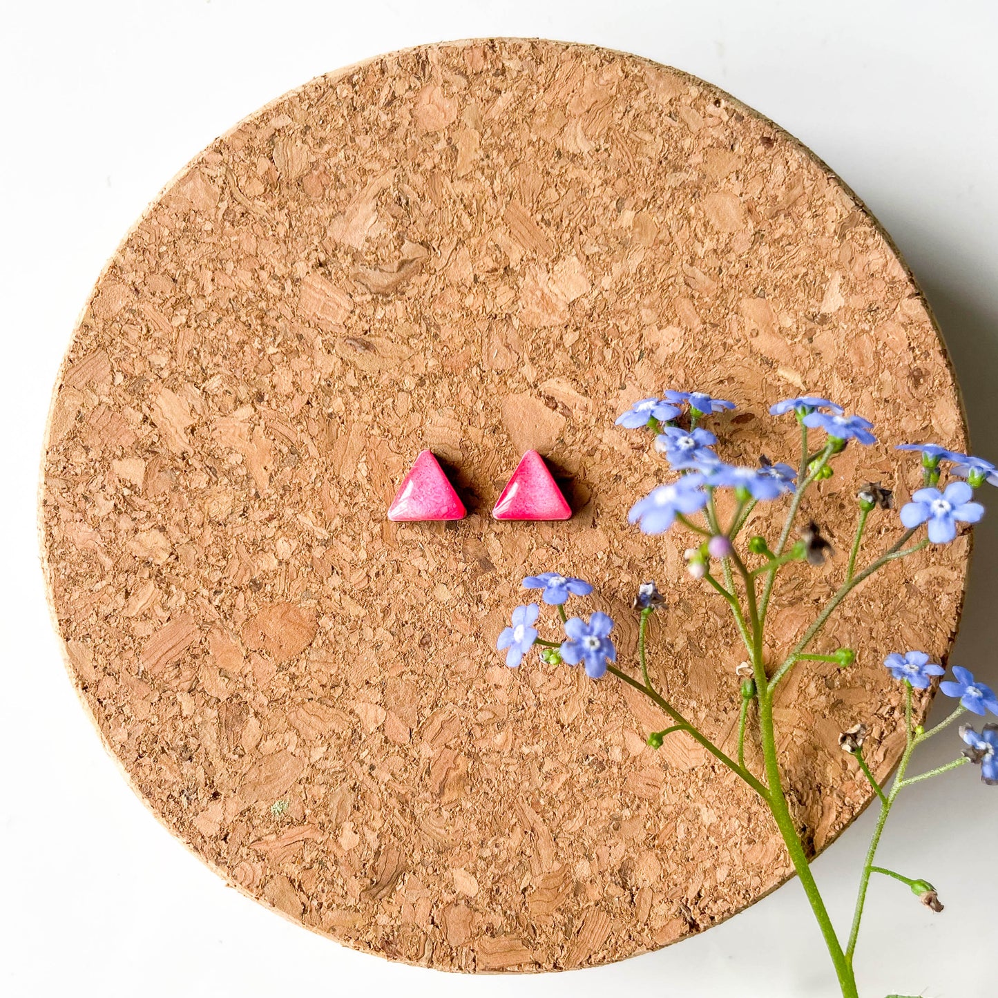 Triangle Stud Earrings - Pink Mix - Rainbow Collection