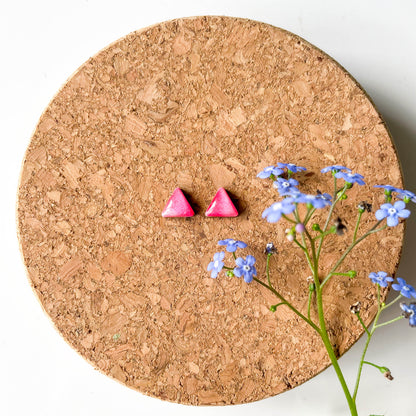 Triangle Stud Earrings - Pink Mix - Rainbow Collection