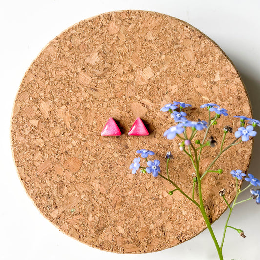 Triangle Stud Earrings - Pink Mix - Rainbow Collection