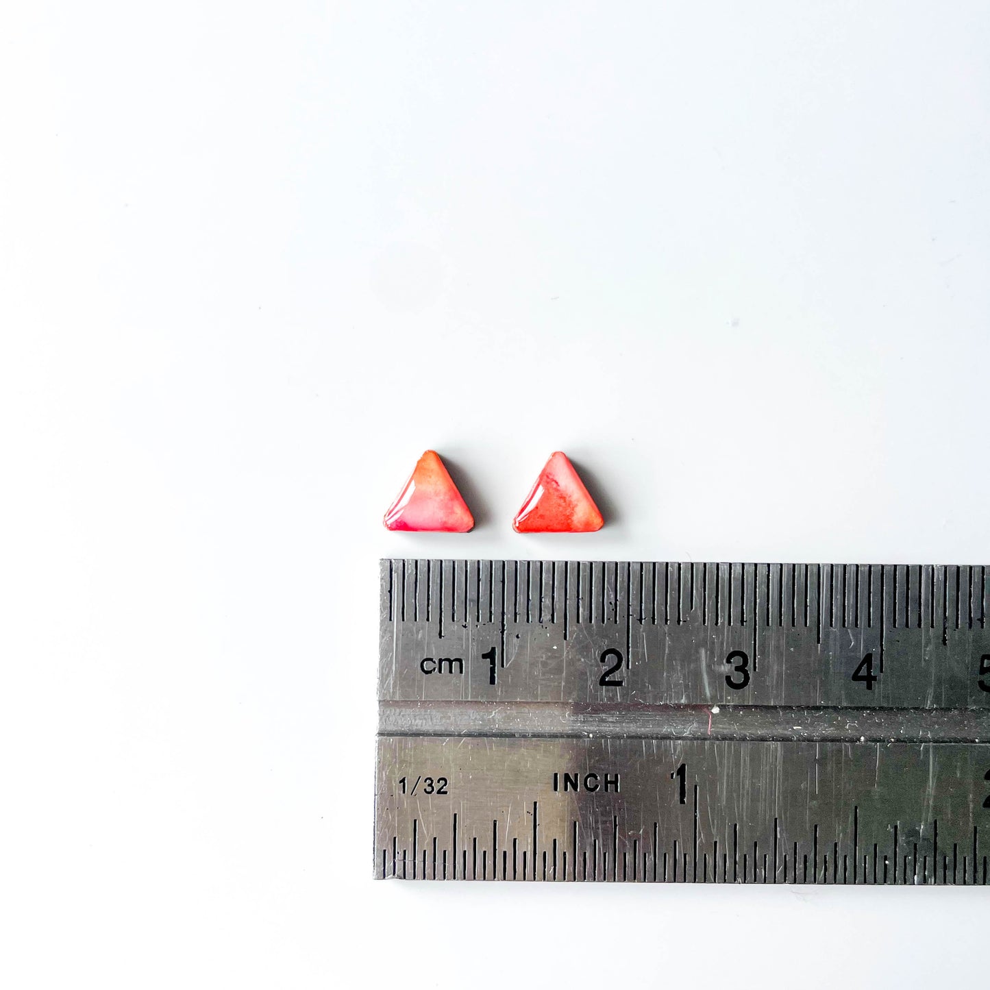 Triangle Stud Earrings - Red Mix - Rainbow Collection
