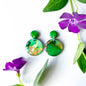Circle Drop Earrings - Green Mix - Alcohol Ink - END OF LINE