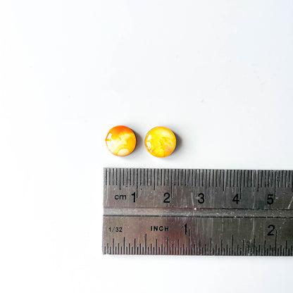 Circle Stud Earrings - Yellow Mix - Rainbow Collection