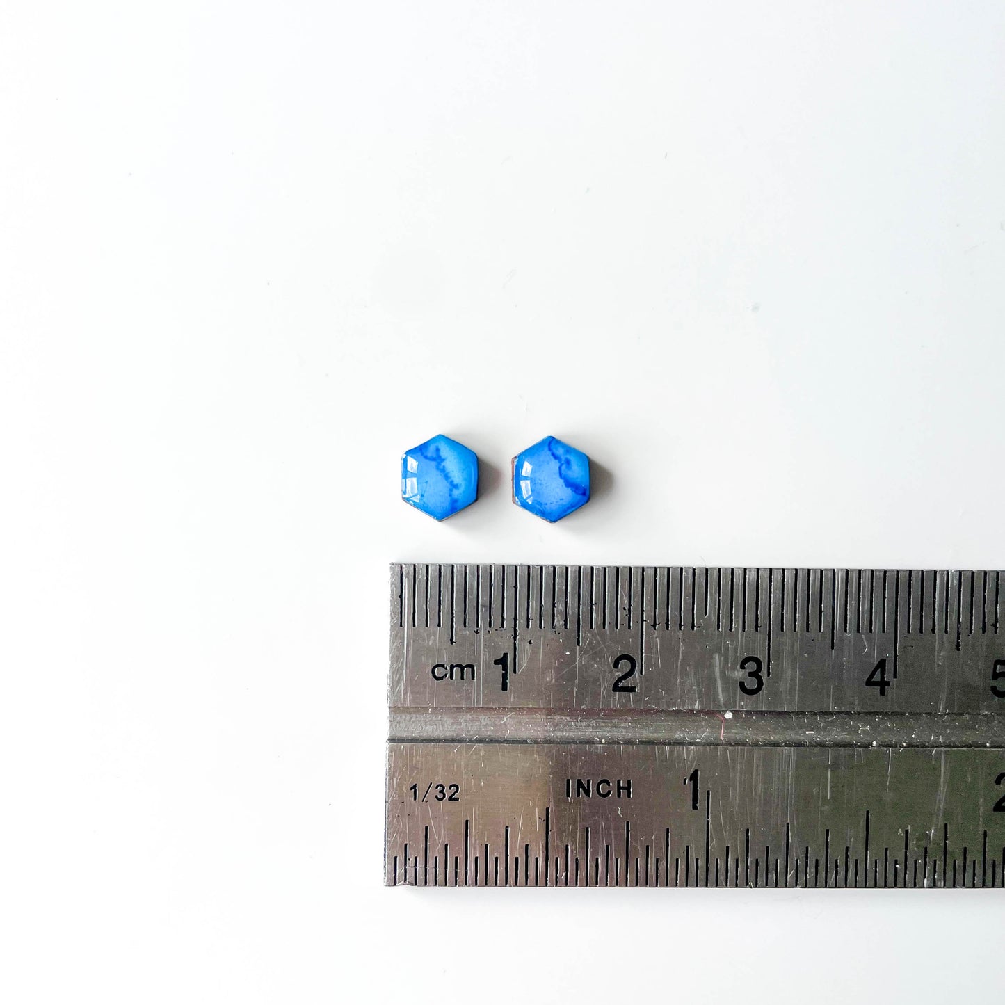 Hexagon Stud Earrings - Blue Mix - Rainbow Collection