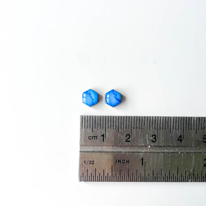 Hexagon Stud Earrings - Blue Mix - Rainbow Collection