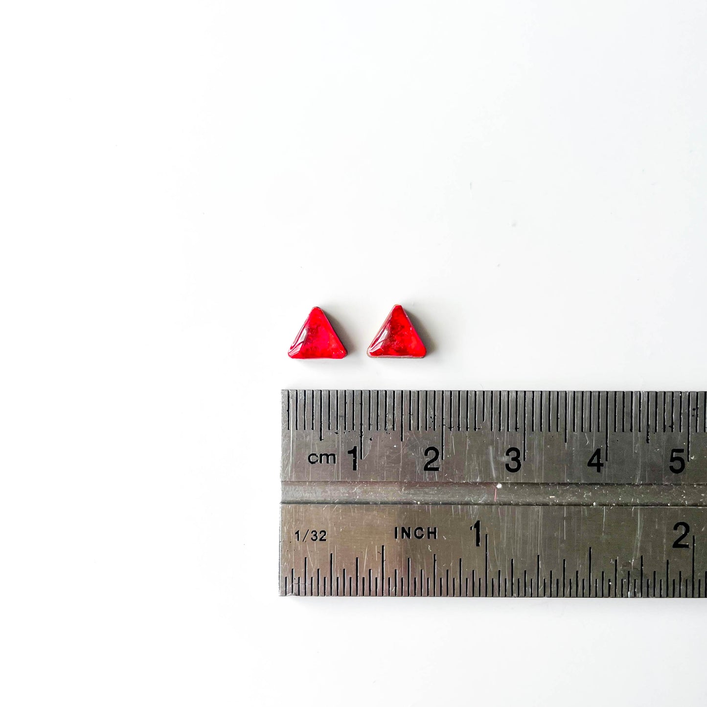 Triangle Stud Earrings - Red Mix - Rainbow Collection